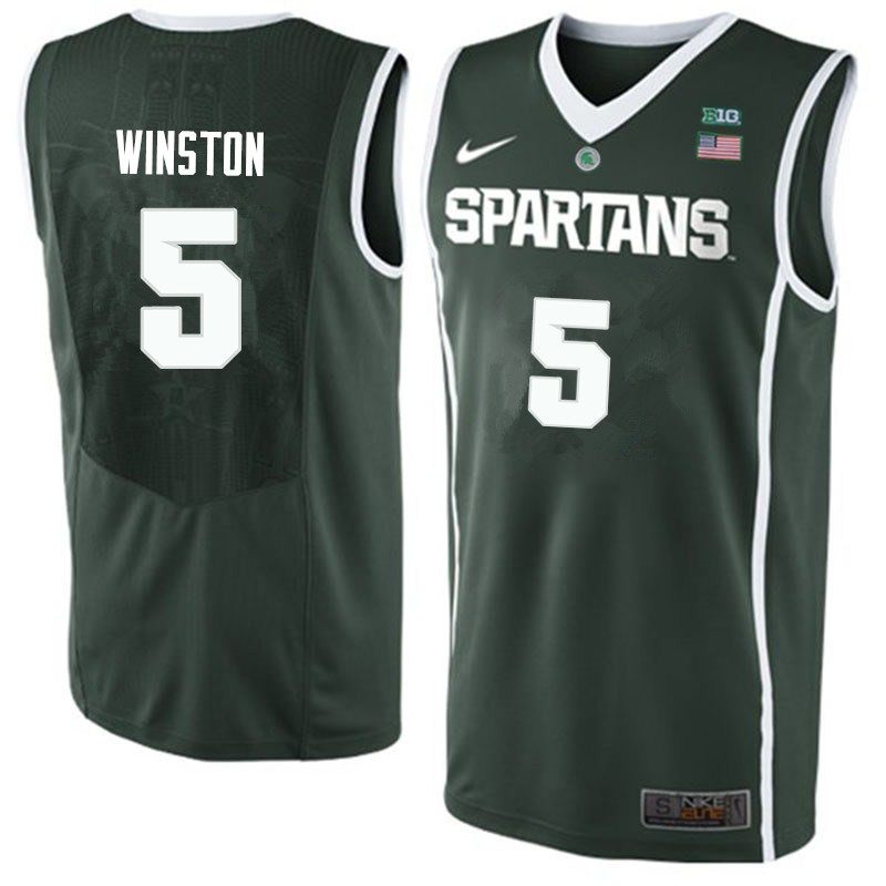 Men #5 Cassius Winston Michigan State Spartans College Basketball Jerseys-Green